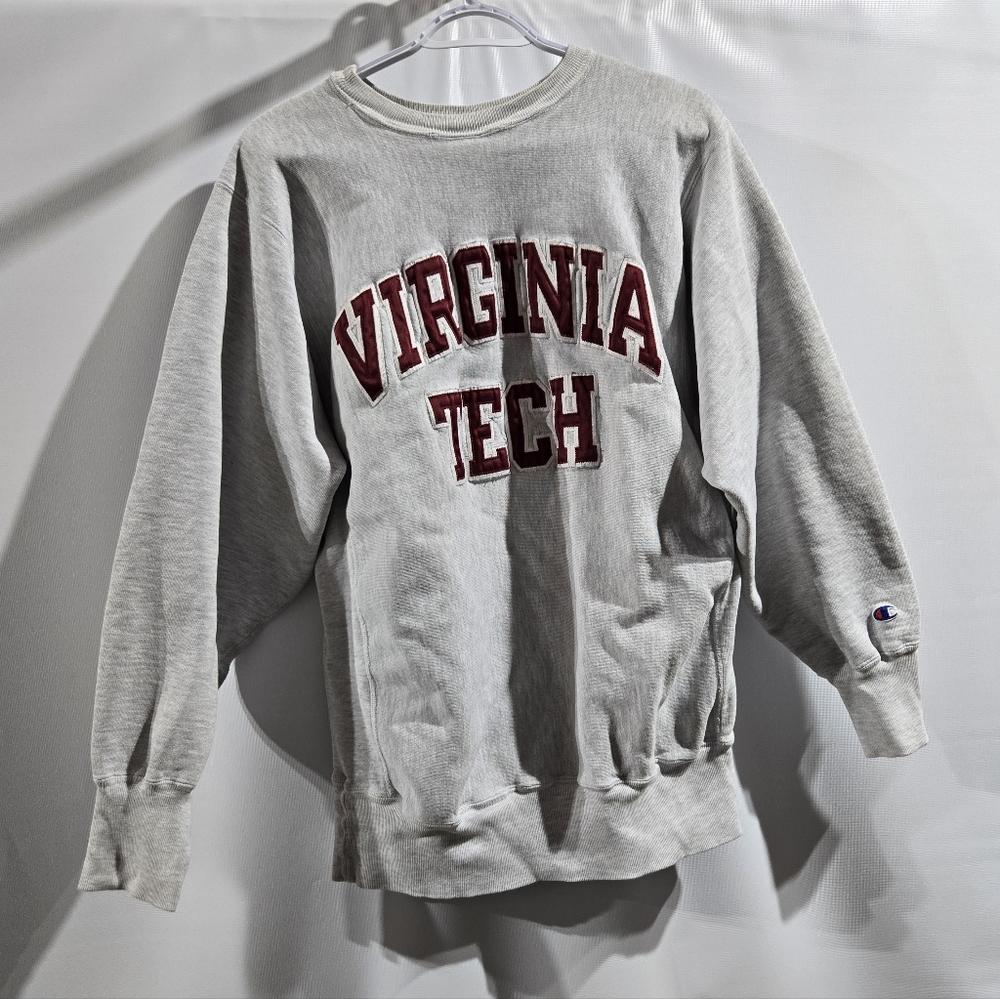 Champion Virginia Tech Vintage Reverse Weave Cotton Sweater Sz Xl